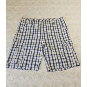 Levi's Mens Cargo Shorts Size 42 Blue White Plaid Pockets Gorpcore Grunge